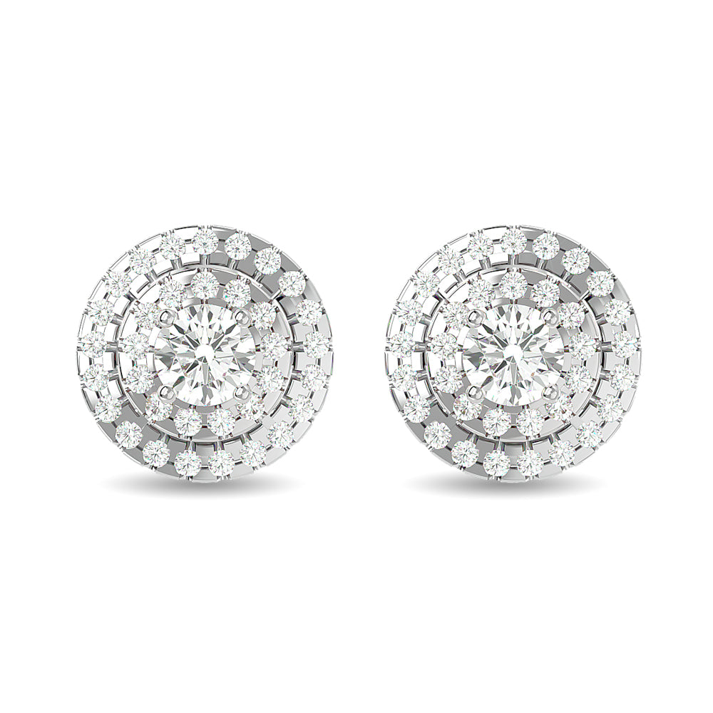Diamond 5/8 ct tw Round Shape Fashion Earrings in 14K White Gold