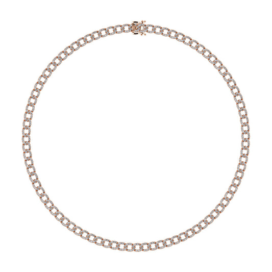 Diamond Cuban Necklace in 14K Rose Gold-Diamond Necklace-Michigan Diamond Jewelry