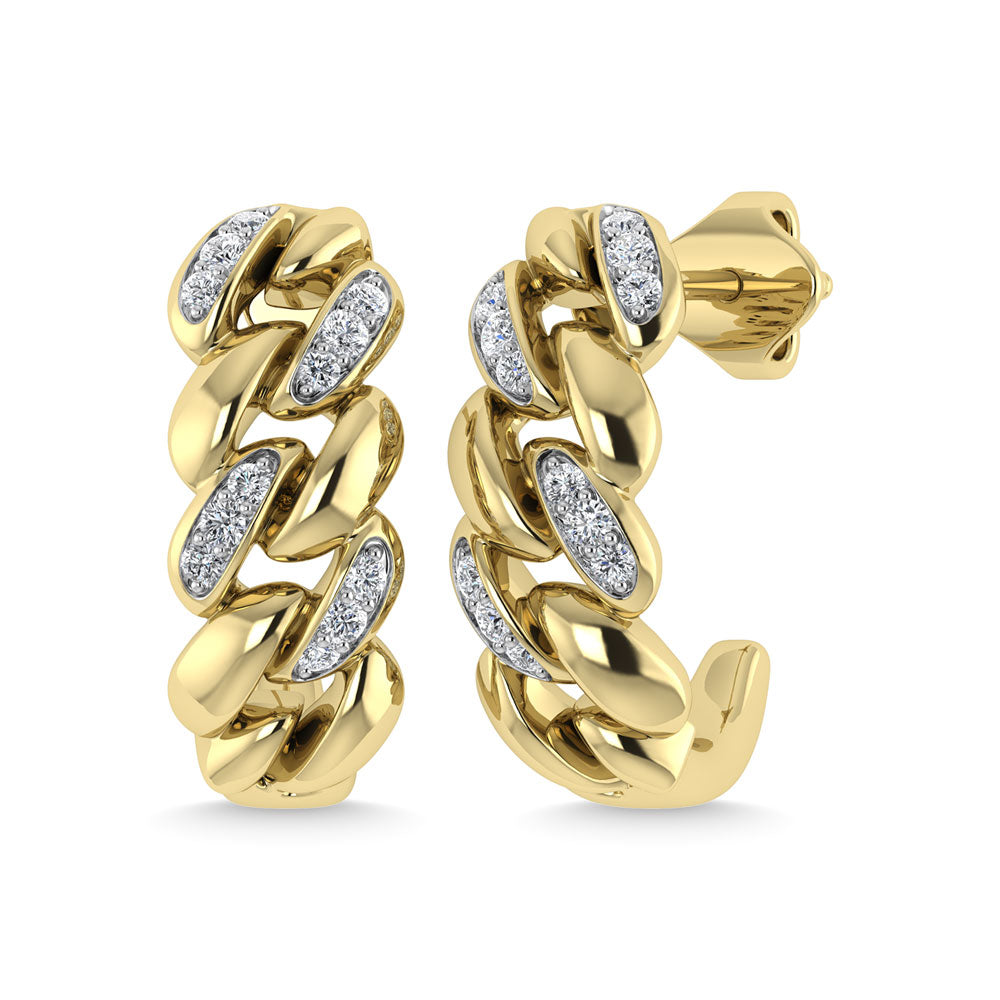 N.J. Diamonds Diamond J Earrings in 10K Yellow Gold