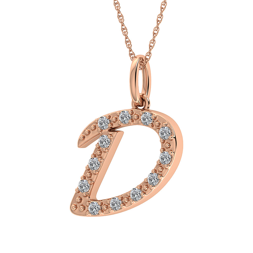 Diamond 1/8 Ct.Tw. Letter D Pendant in 10K Rose Gold