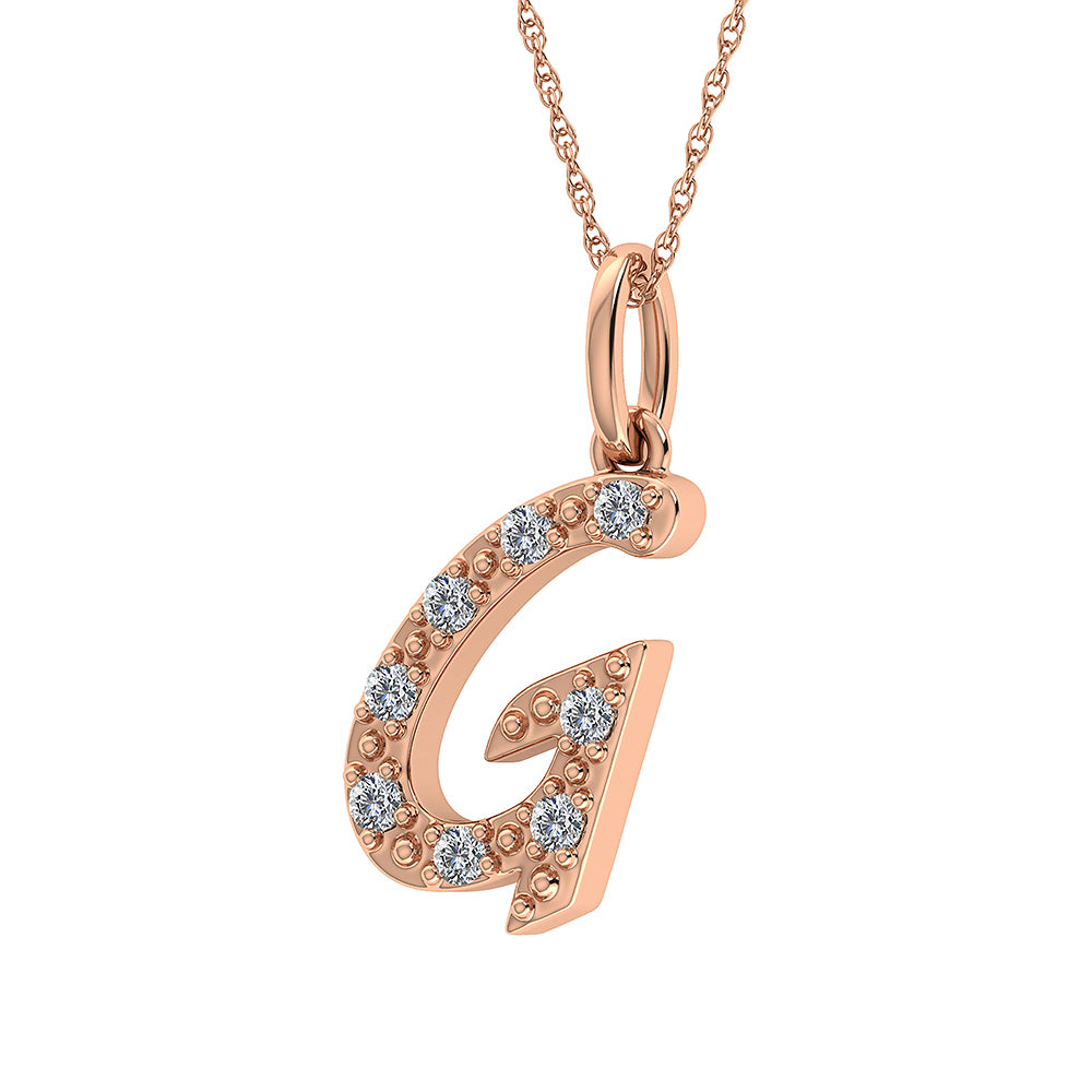 Diamond 1/8 Ct.Tw. Letter G Pendant in 10K Rose Gold