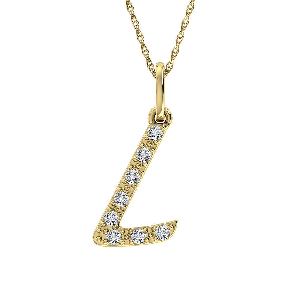 Diamond 1/8 Ct.Tw. Letter L Pendant in 10K Yellow Gold