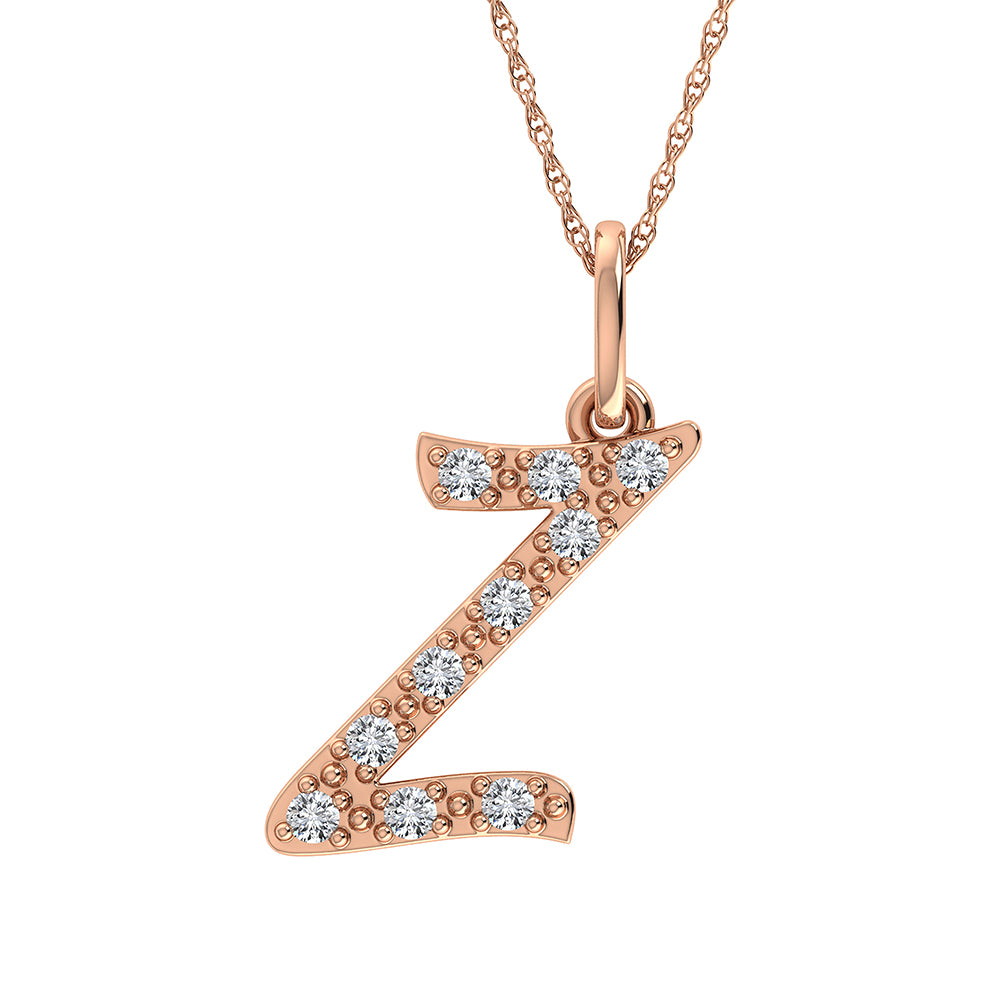Diamond 1/8 Ct.Tw. Letter Z Pendant in 10K Rose Gold
