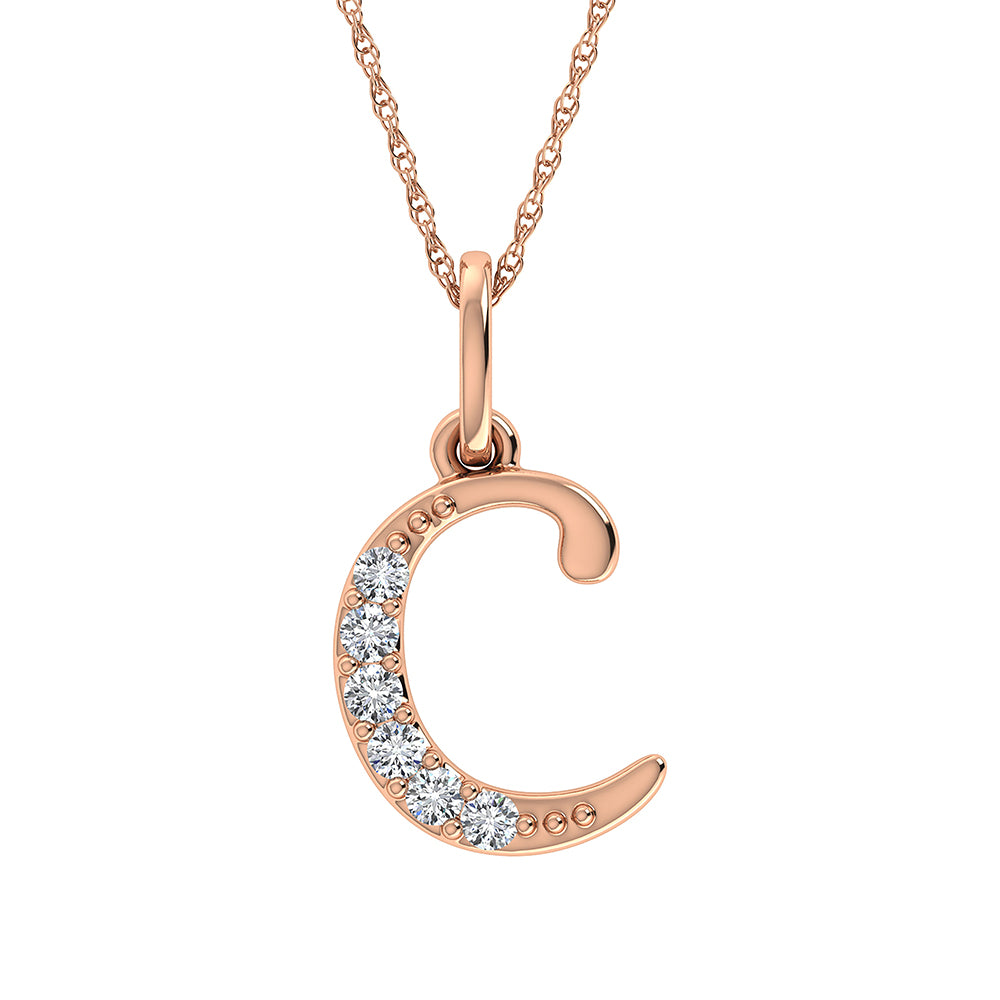 Diamond 1/20 Ct.Tw. Letter C Pendant in 10K Rose Gold