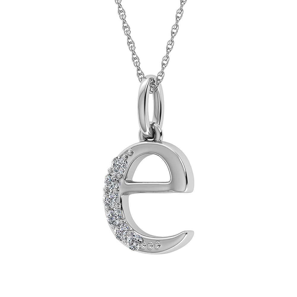 Diamond 1/20 Ct.Tw. Letter E Pendant in 10K White Gold