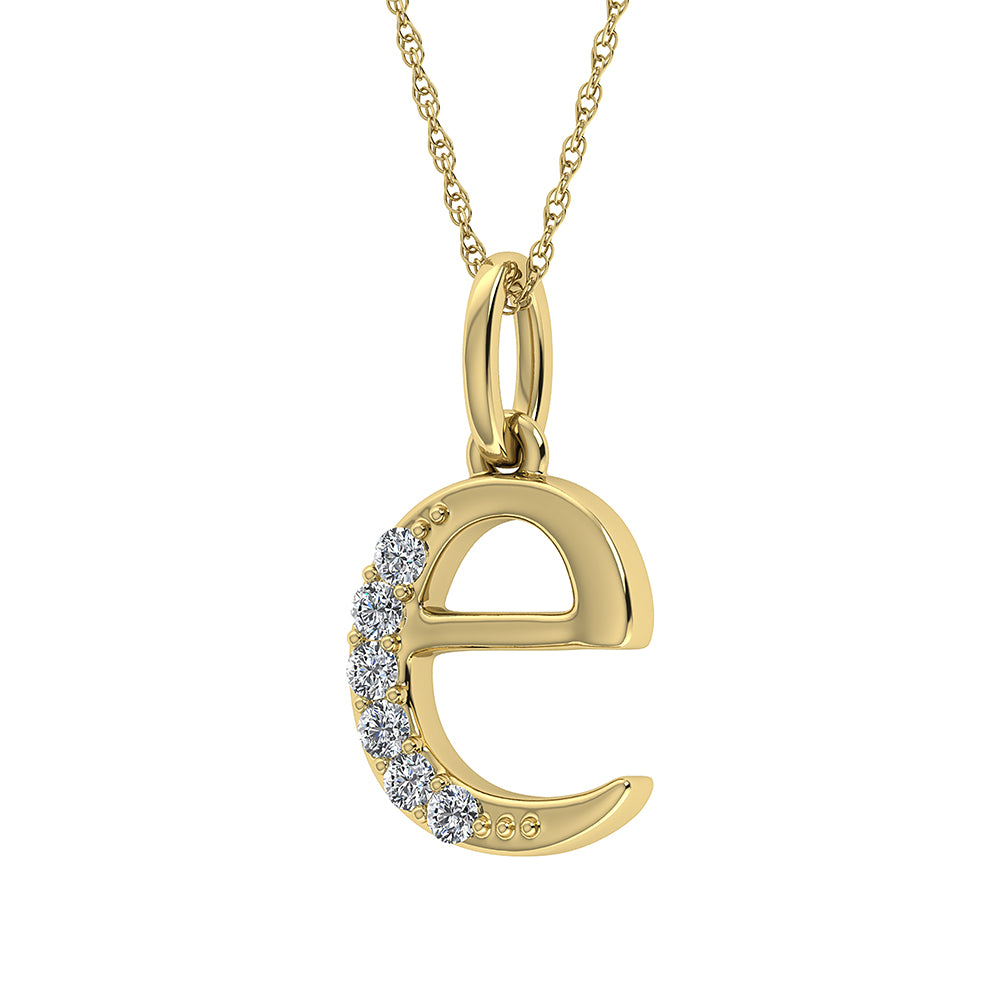 Diamond 1/20 Ct.Tw. Letter E Pendant in 10K Yellow Gold