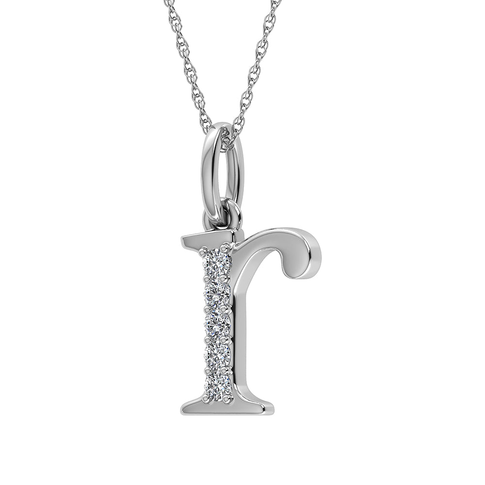 Diamond 1/20 Ct.Tw. Letter R Pendant in 10K White Gold