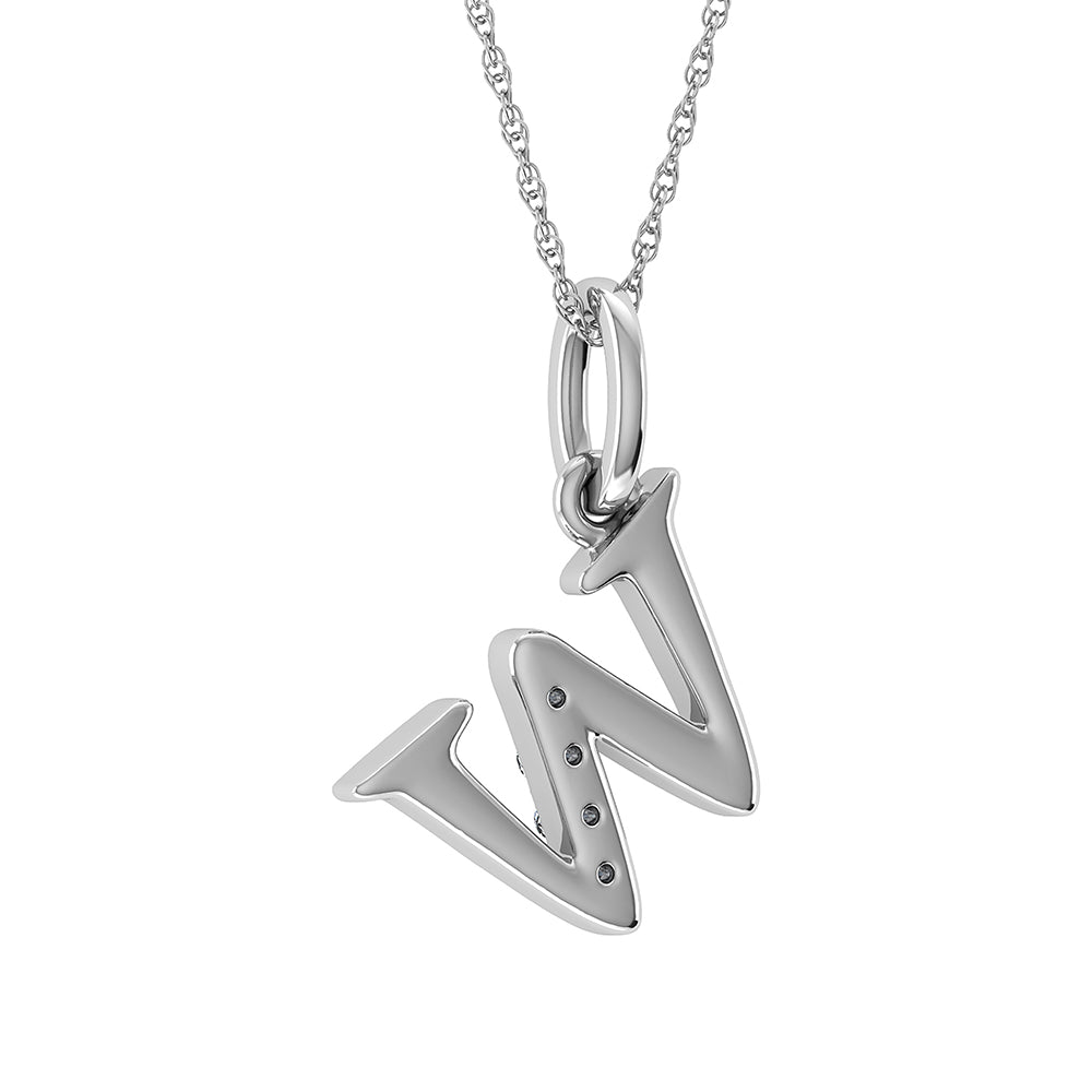 Diamond 1/20 Ct.Tw. Letter W Pendant in 10K White Gold