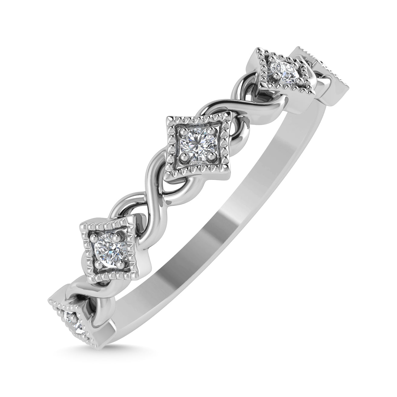 Diamond 1/10 Ct.Tw. Stack Band in 10K White Gold