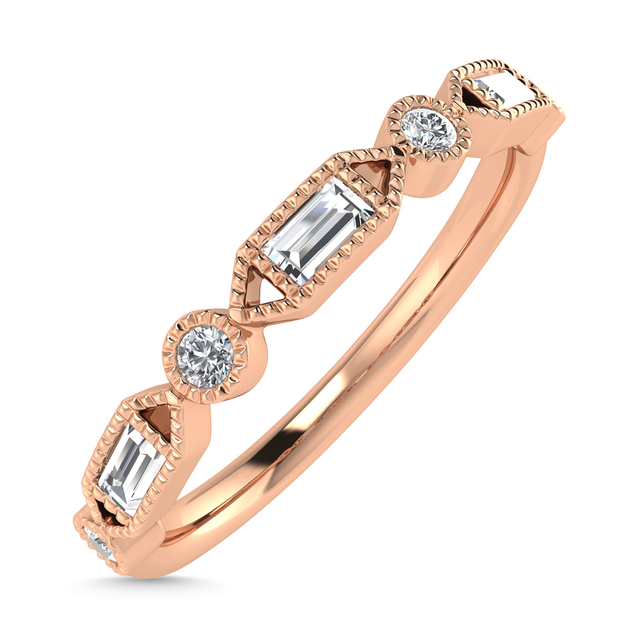 Diamond 1/6 Ct.Tw. Stack Band in 10K Rose Gold