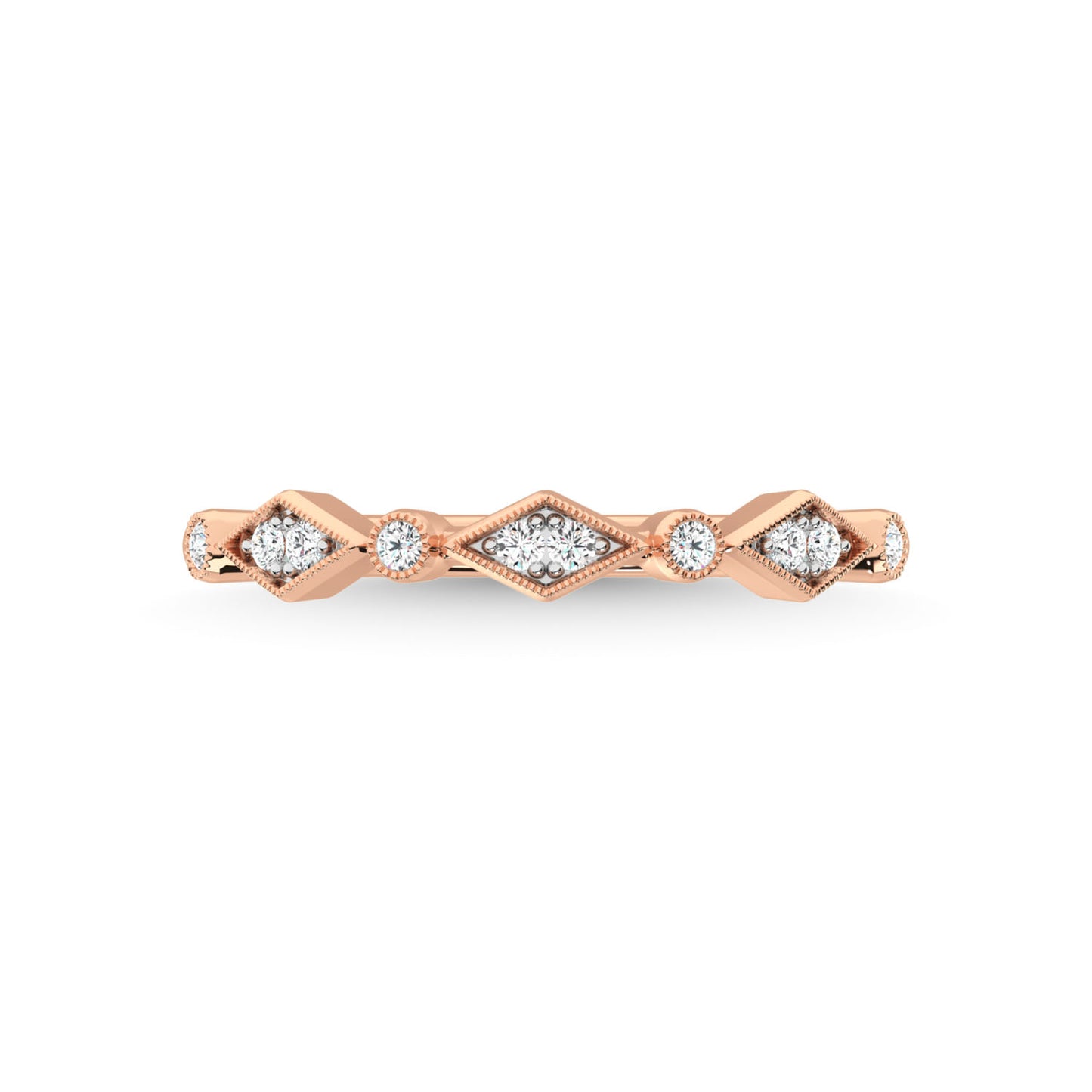 14K Rose Gold Diamond 1/8 Ct.Tw. Stackable Band