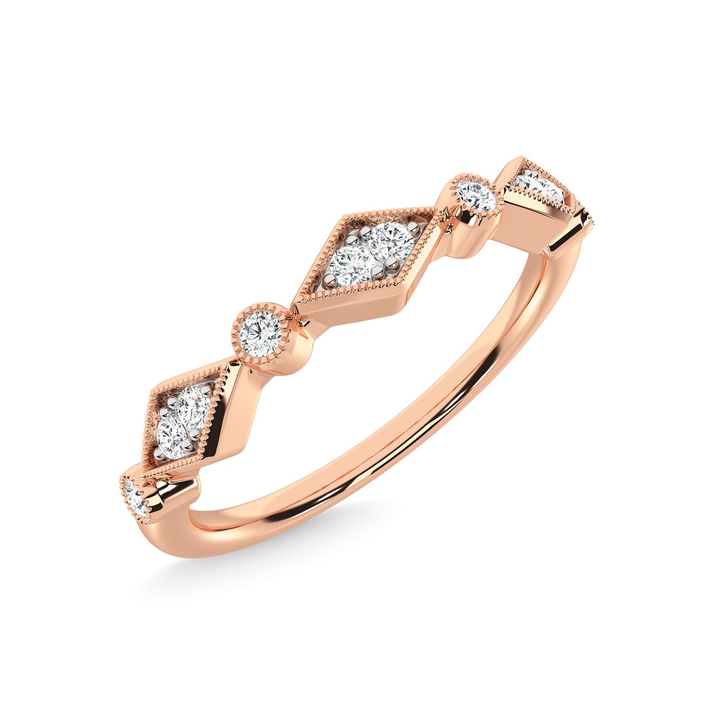 14K Rose Gold Diamond 1/8 Ct.Tw. Stackable Band