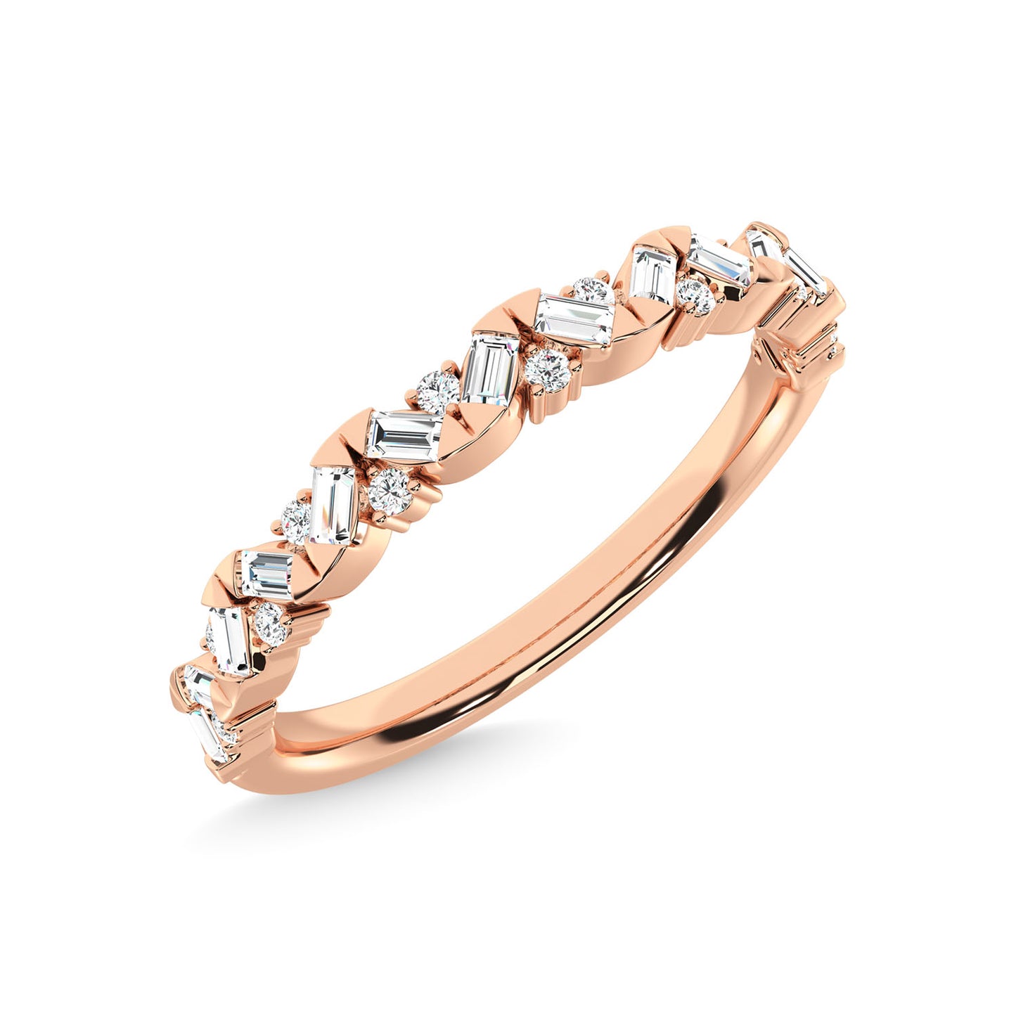 14K Rose Gold Diamond 1/5 Ct.Tw. Stackable Band