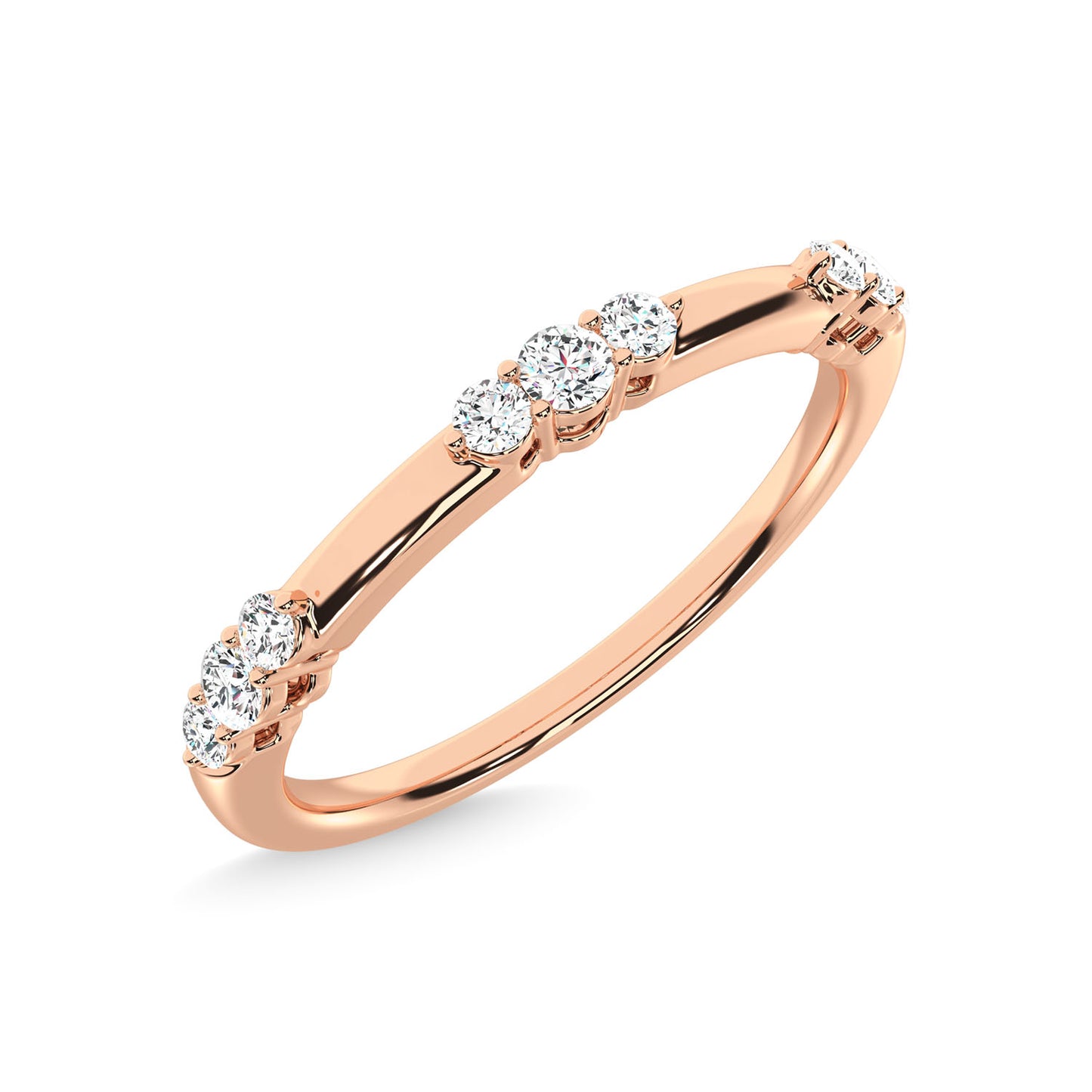 14K Rose Gold Diamond 1/6 Ct.Tw. Stackable Band