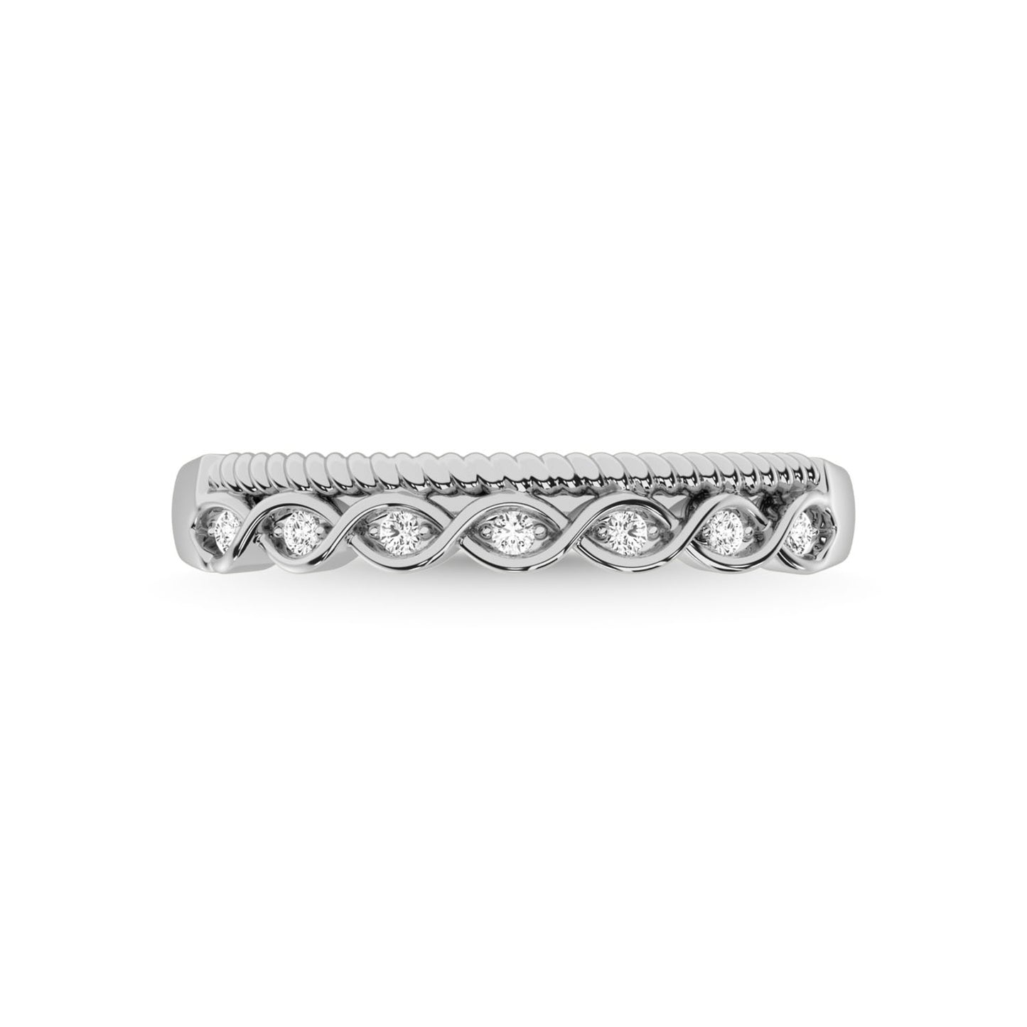 14K White Gold Diamond 1/20 Ct.Tw. Stackable Band