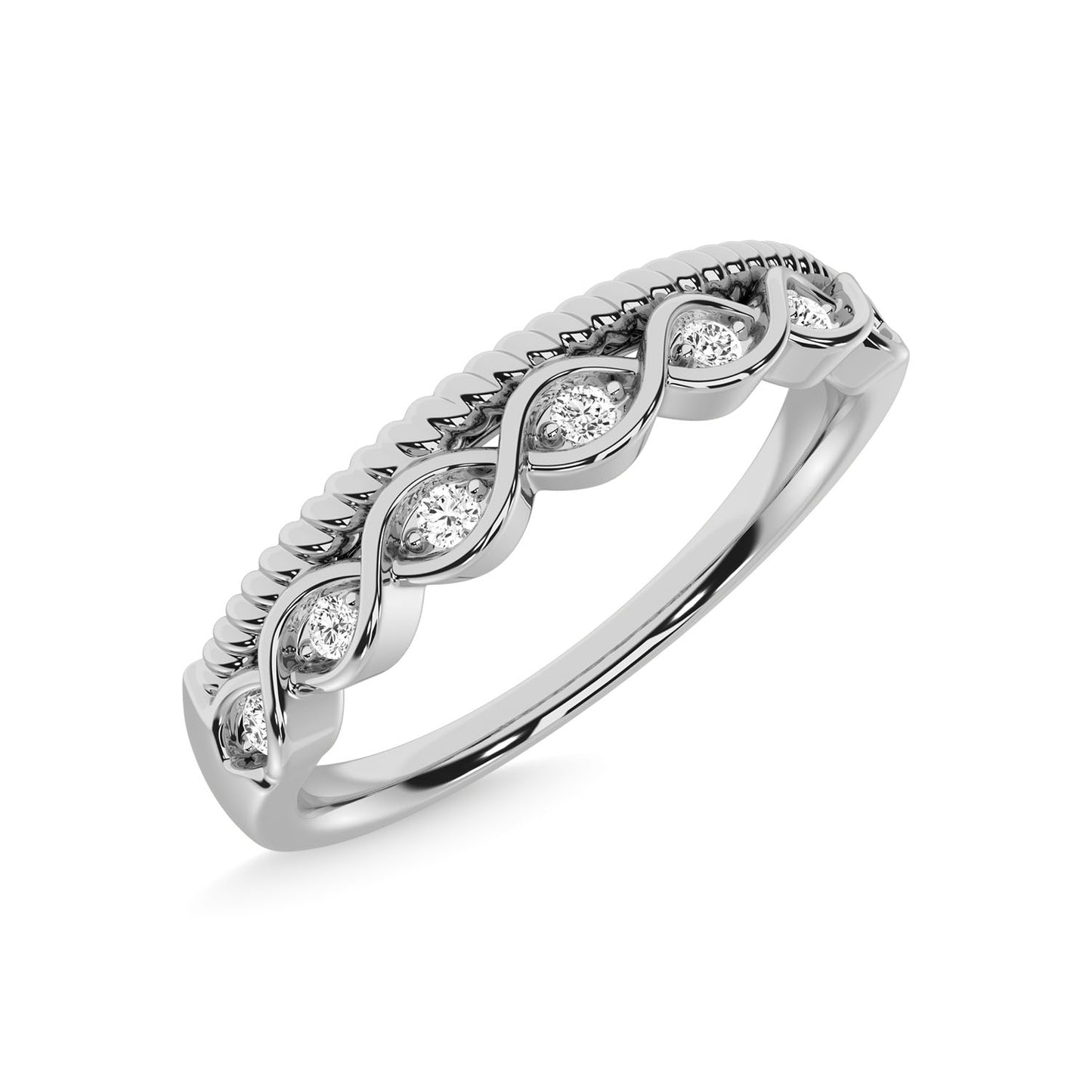 14K White Gold Diamond 1/20 Ct.Tw. Stackable Band