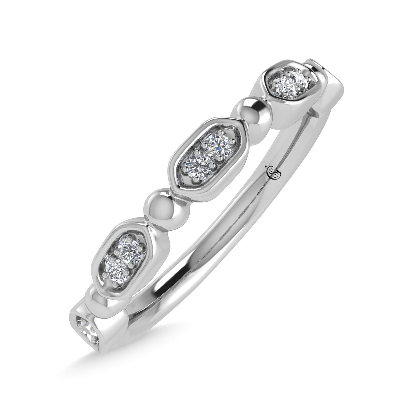 14K White Gold Diamond 1/20 Ct.Tw. Stackable Band