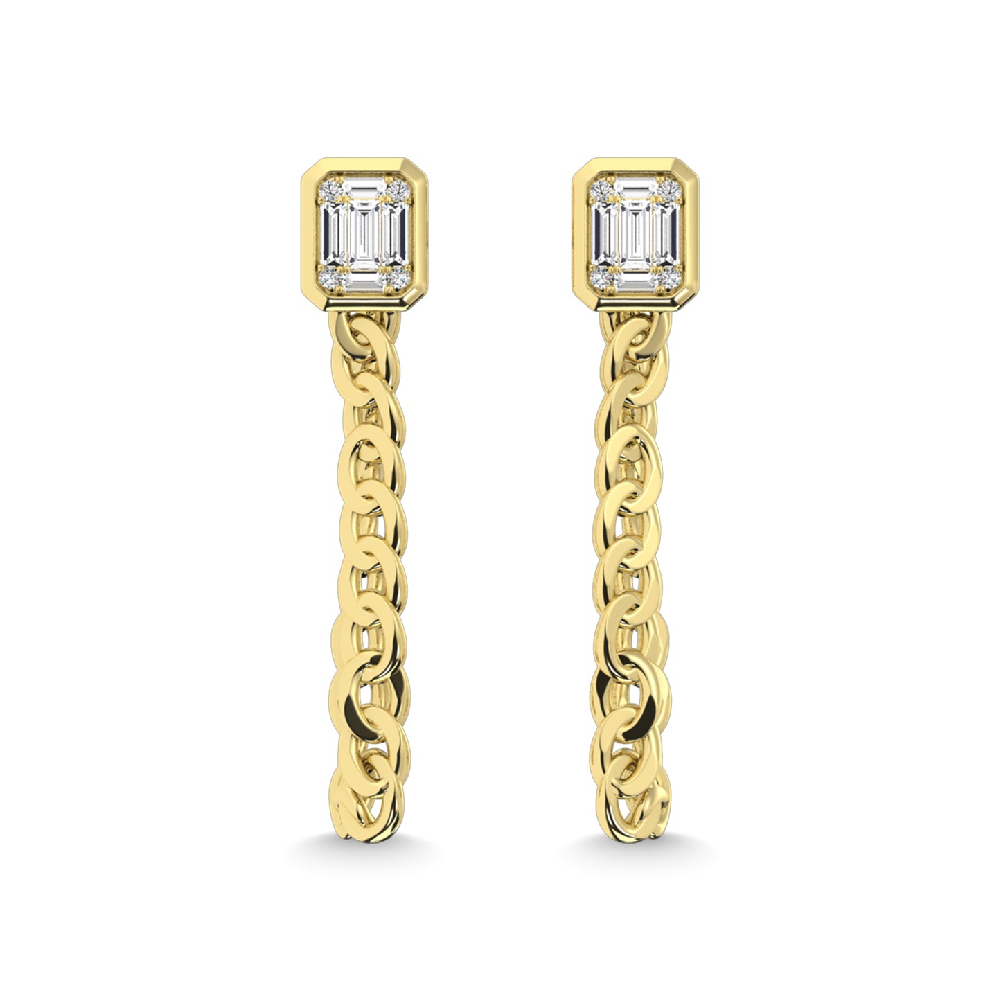 14K Yellow Gold Diamond 1/3 Ct.Tw. Cuban Earrings