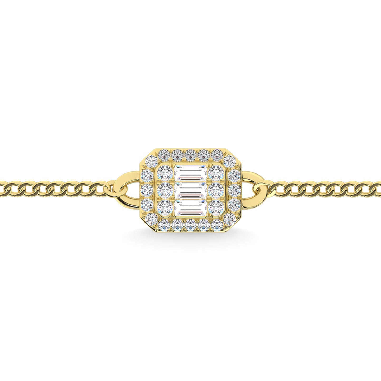 14K Yellow Gold Diamond 1/4 Ct.Tw. Cuban Bracelet