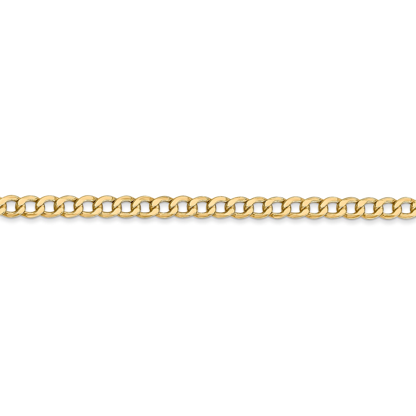 14k 3.35mm Semi-Solid Curb Chain