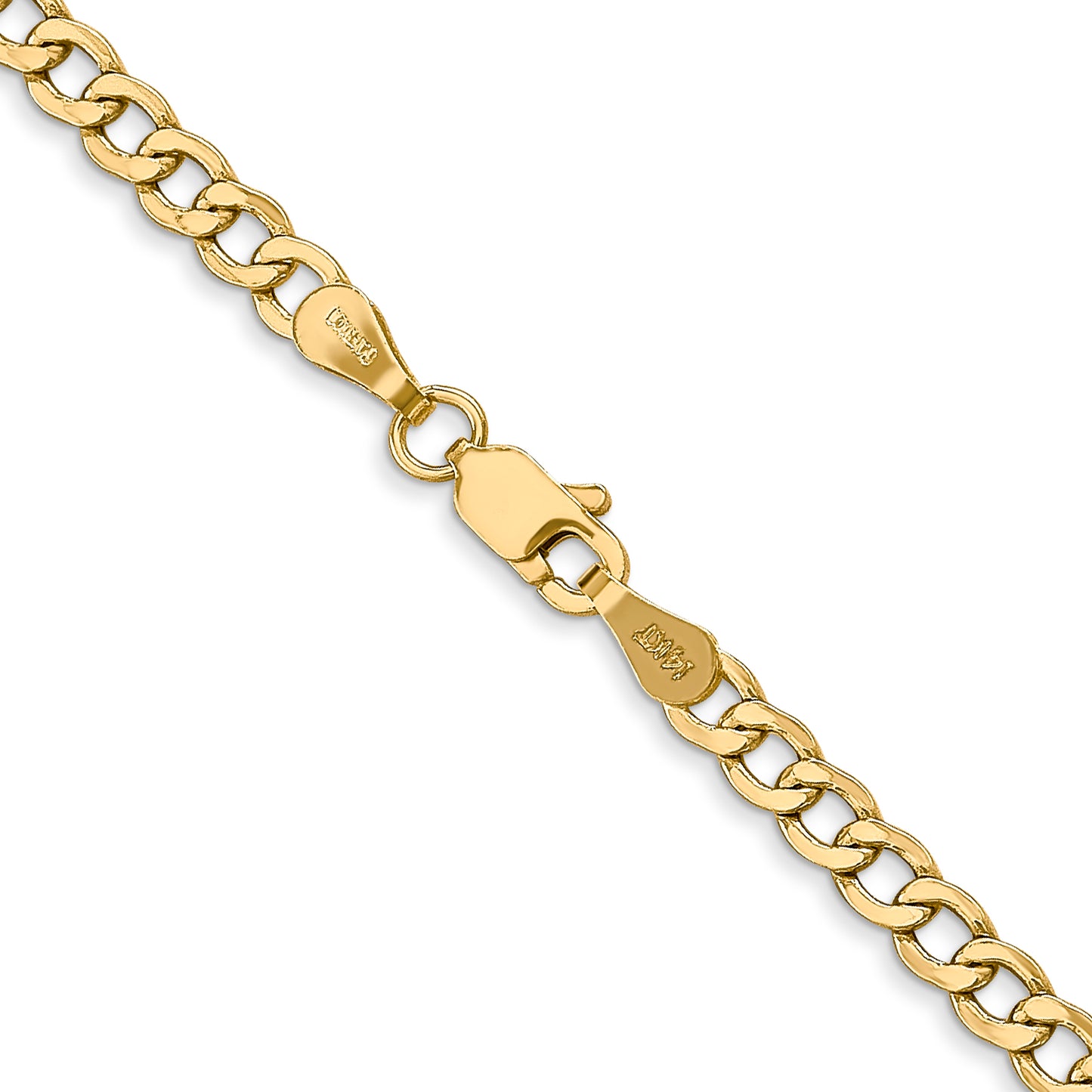 14k 3.35mm Semi-Solid Curb Chain