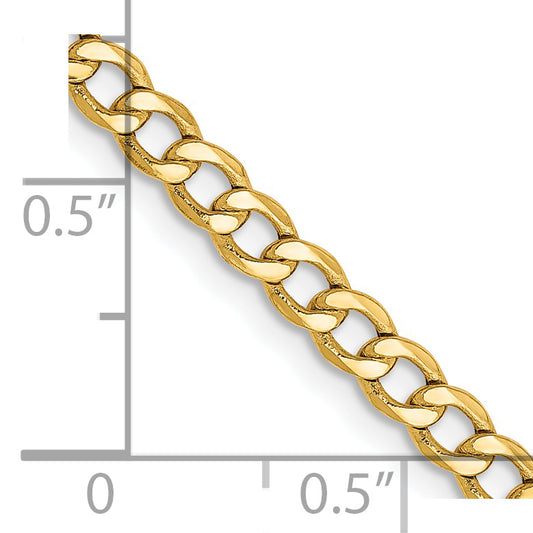 14k 3.35mm Semi-Solid Curb Chain