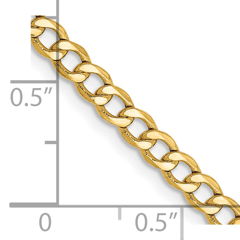 14k 3.35mm Semi-Solid Curb Chain