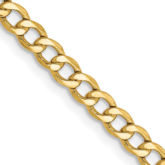 14k 3.35mm Semi-Solid Curb Chain