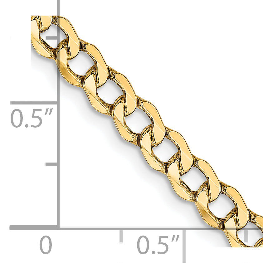 14k 4.3mm Semi-Solid Curb Chain