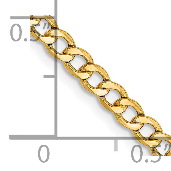 14k 2.85mm Semi-Solid Curb Chain