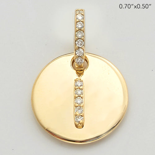 Yellow Gold Disk Diamond Initial Pendant | Diamond Initial Pendant