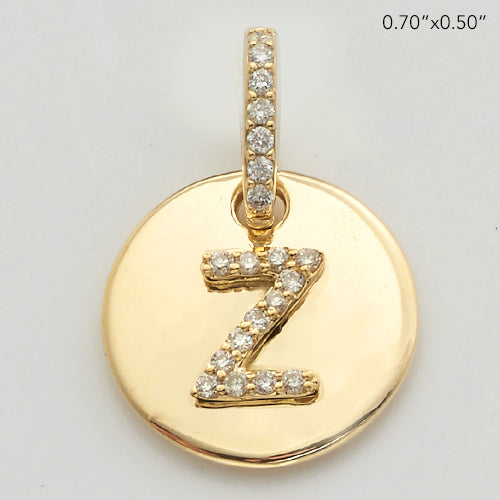 Yellow Gold Disk Diamond Initial Pendant | Diamond Initial Pendant