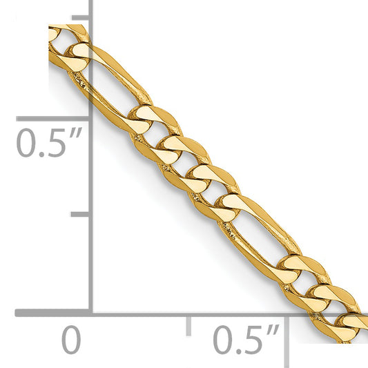 14k 3mm Flat Figaro Chain