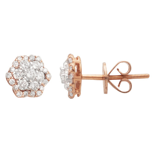 N.J. Diamonds Diamond Earrings | Diamond Earrings DIAMOND FLOWER EARRINGS WITH SINGLE