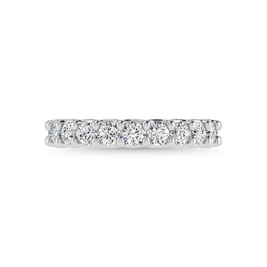 14K White Gold Lab Grown Diamond 1 1/3 Ct.Tw. Round Shape Half Way wedding Band (size 6.5)