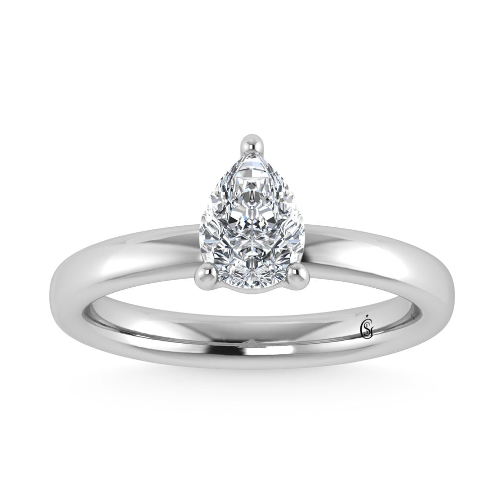 14K White Gold Lab Grown Diamond 2 Ct.Tw. Pear Shape Solitaire Ring