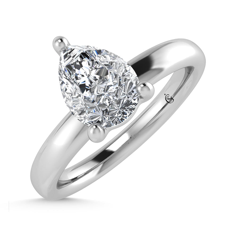 14K White Gold Lab Grown Diamond 2 Ct.Tw. Pear Shape Solitaire Ring