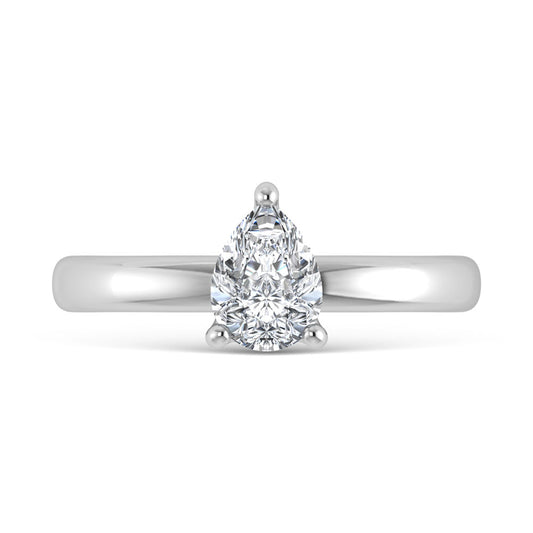 14K White Gold Lab Grown Diamond 3 Ct.Tw. Pear Shape Solitaire Ring