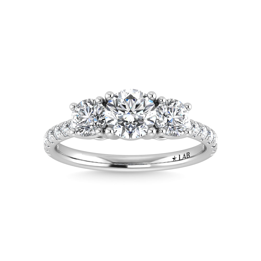 N.J. Diamonds Lab Grown Diamond Three Stone Engagement Ring