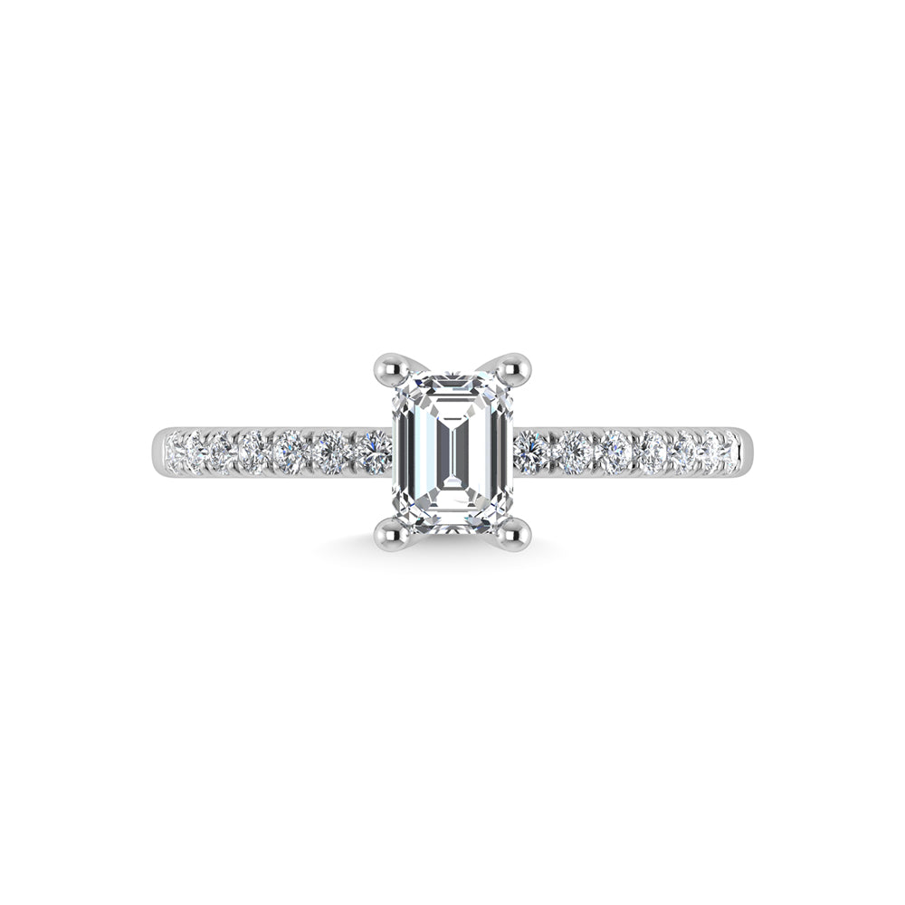 14K White Gold Lab Grown Diamond 1 3/4 Ct.Tw. Emerald Shape Hidden Halo Engagement Ring