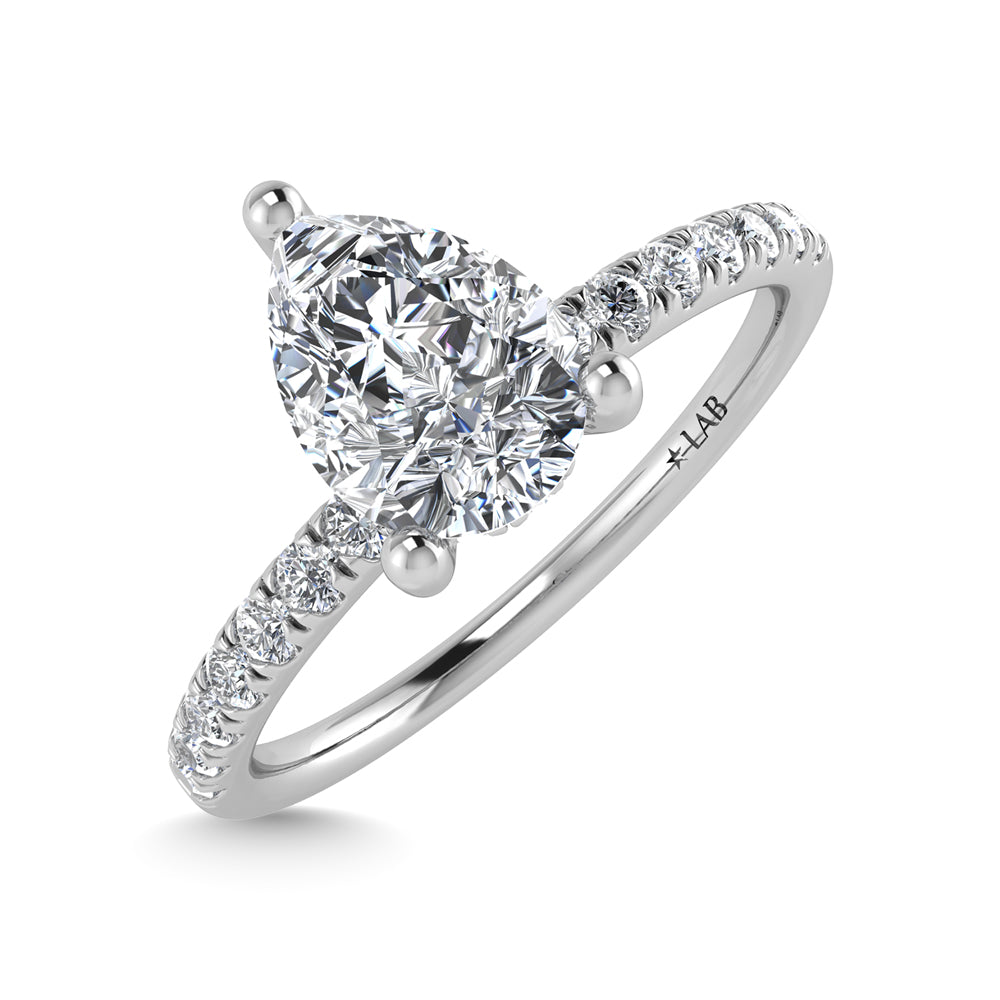 14K White Gold Lab Grown Diamond 1 3/4 Ct.Tw. Pear Shape Hidden Halo Engagement Ring