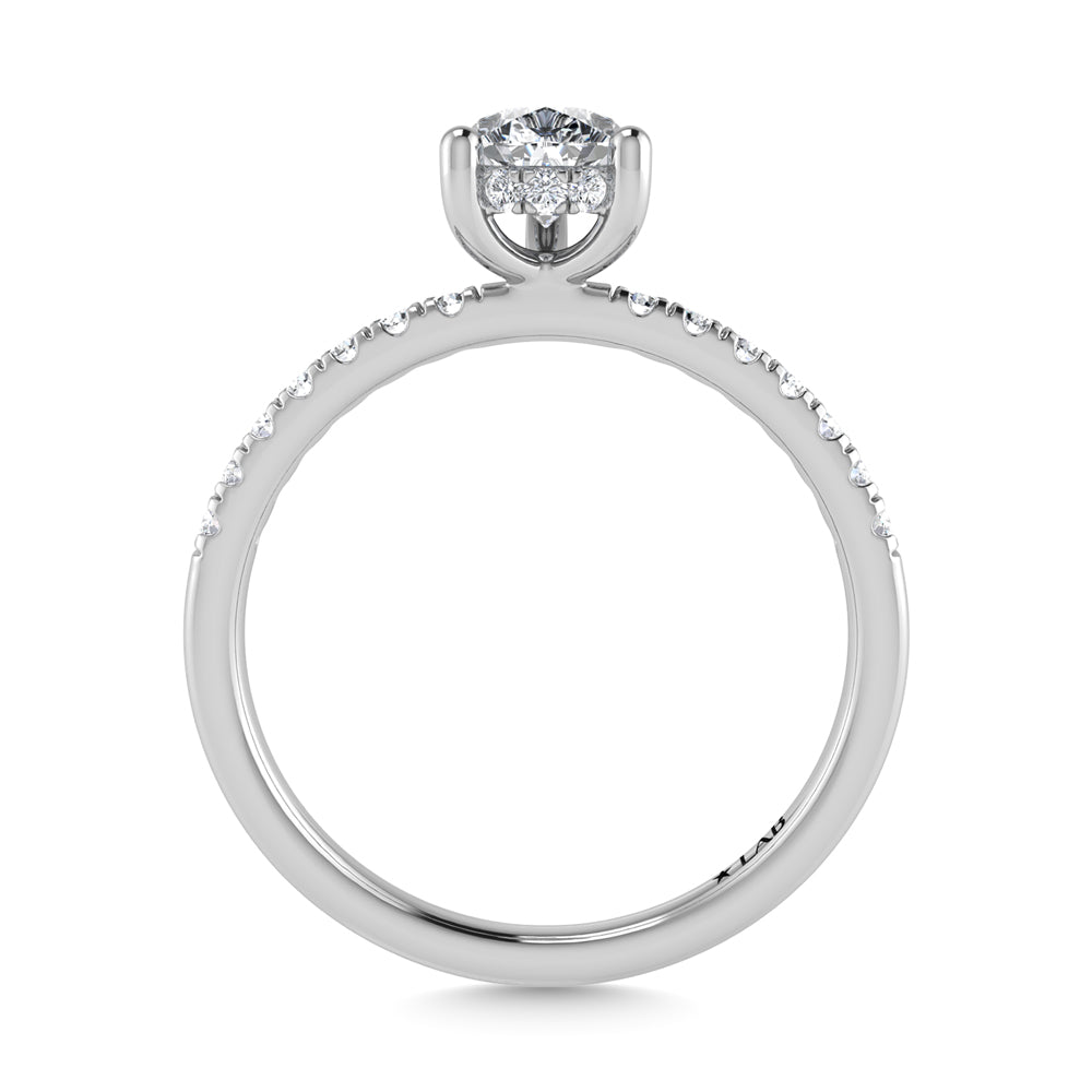 14K White Gold Lab Grown Diamond 7/8 Ct.Tw. Pear Shape Hidden Halo Engagement Ring