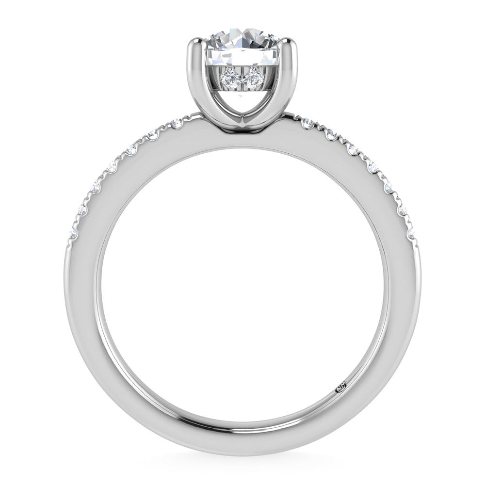 14K White Gold Lab Grown Diamond 1 1/5 Ct.Tw. Round Shape Hidden Halo Engagement Ring