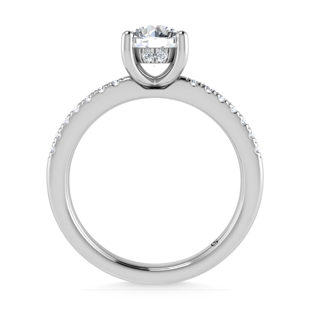 14K White Gold Lab Grown Diamond 1 3/4 Ct.Tw. Round Shape Hidden Halo Engagement Ring