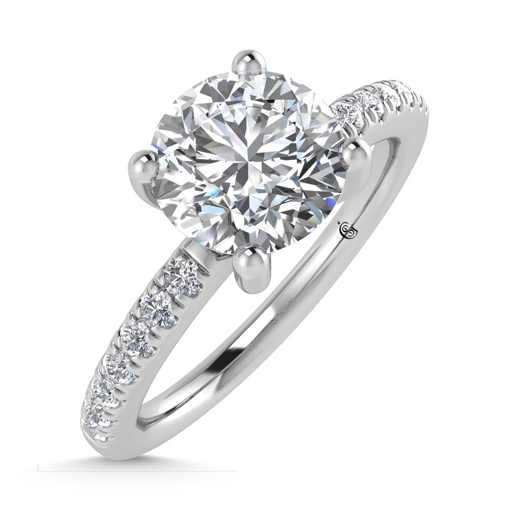 14K White Gold Lab Grown Diamond 1 3/4 Ct.Tw. Round Shape Hidden Halo Engagement Ring