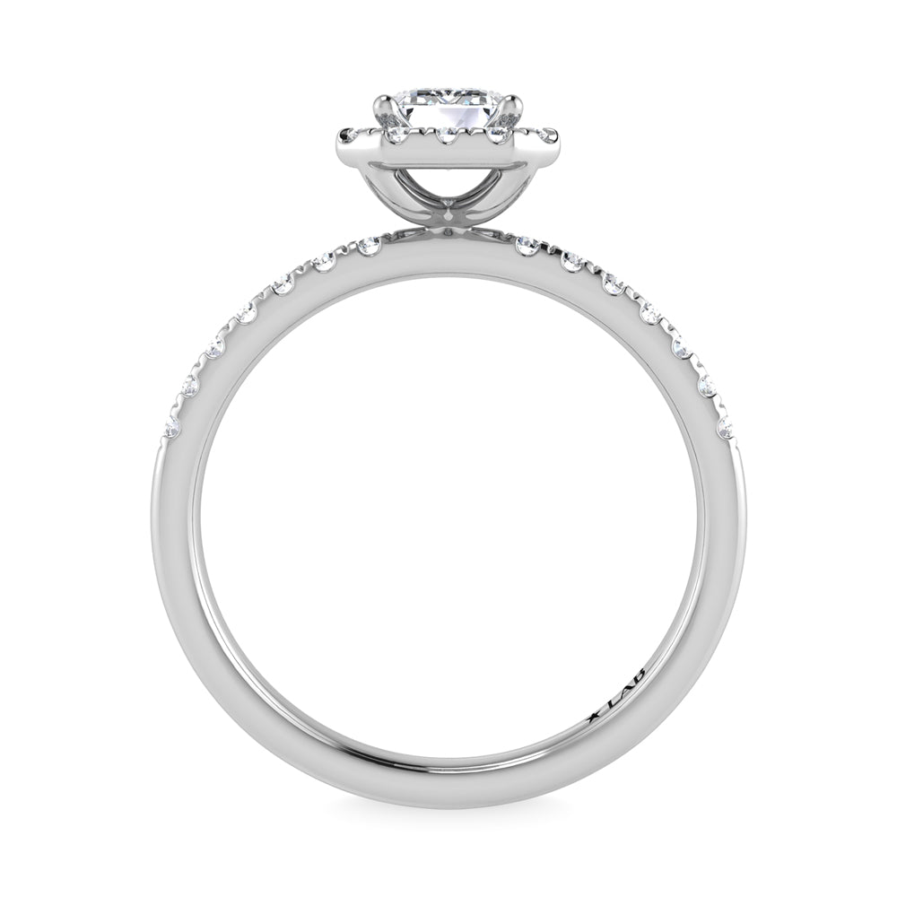 14K White Gold Lab Grown Diamond  1 3/4 Ct.Tw. Shank Emerald Shape Halo Engagement Ring