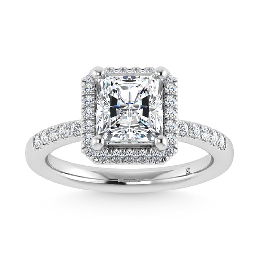 14K White Gold Lab Grown Diamond 2 1/4 Ct.Tw. Radiant Shape Halo Engagement Ring (Center 2 ct)