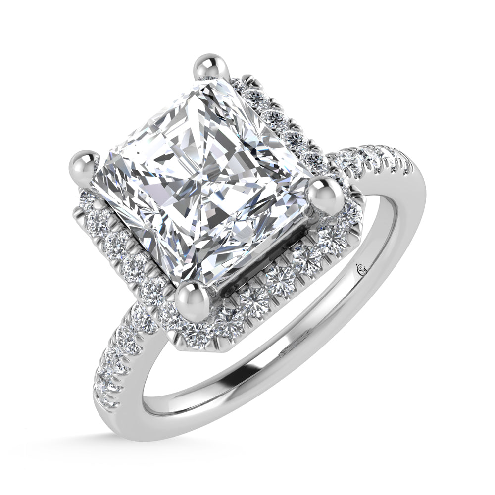 14K White Gold Lab Grown Diamond 2 1/4 Ct.Tw. Radiant Shape Halo Engagement Ring (Center 2 ct)