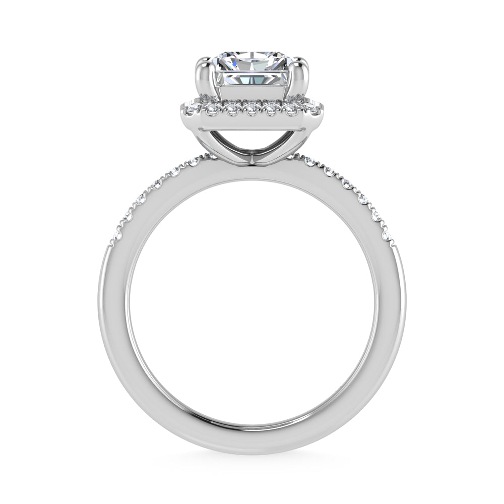 14K White Gold Lab Grown Diamond 2 1/4 Ct.Tw. Radiant Shape Halo Engagement Ring (Center 2 ct)