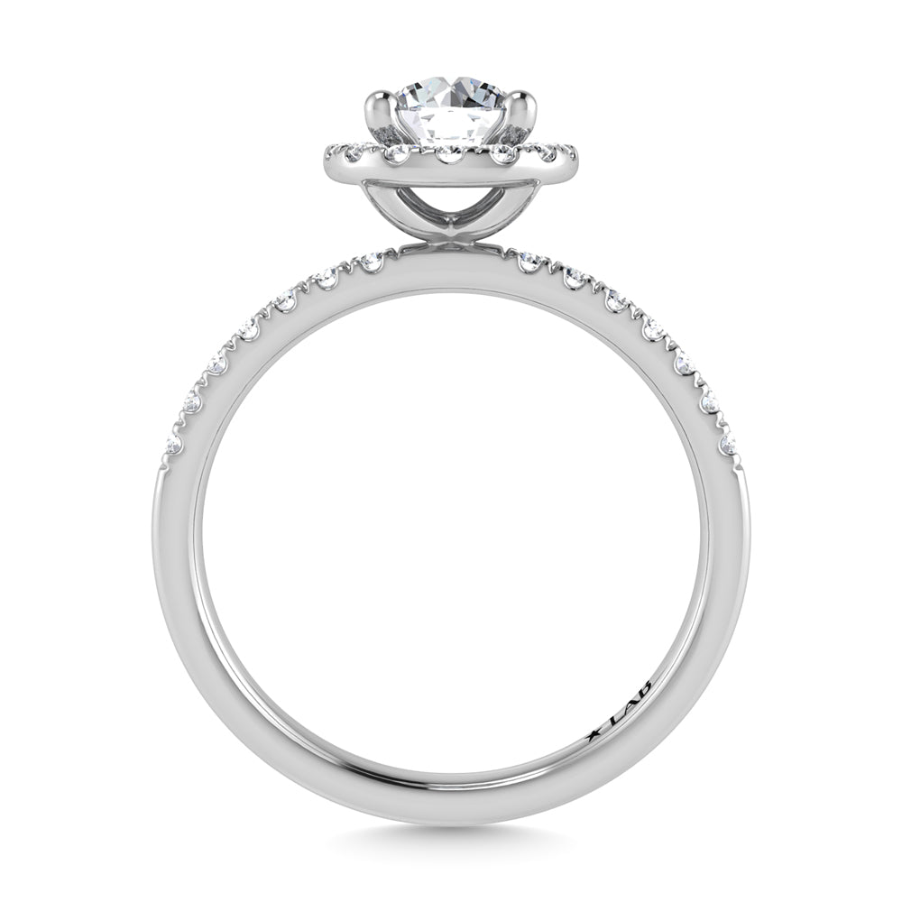 14K White Gold Lab Grown Diamond  4 1/3 Ct.Tw. Shank Round Shape Halo Engagement Ring